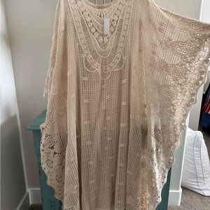 Soft Surroundings Cream Crochet Lace Maxi Dress